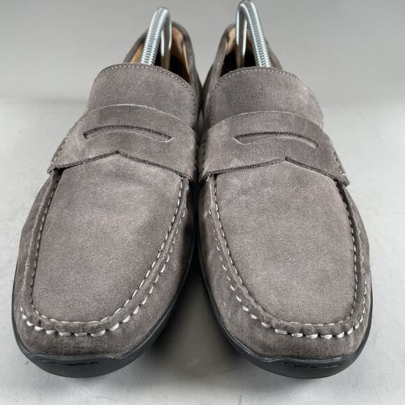 Samuel Hubbard Free Spirit Men’s 10.5 M Slip On Driving Penny Loafer Gray Nubuck - Picture 2 of 9